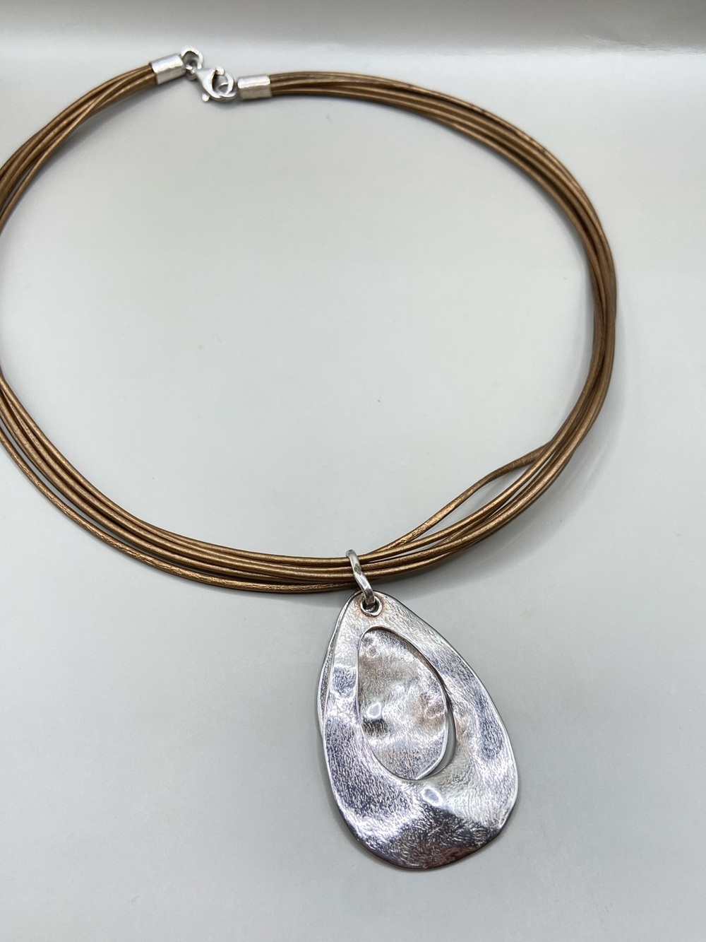 Silpada Bronze Leather and Double Textured Pendant N1802